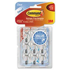 Command Clear Hooks and Strips, Plastic/Wire, Small, 9 Hooks with 12 Adhesive