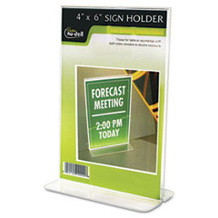 Nu-Dell Clear Plastic Sign Holder, Free-Standing, 4 x 6