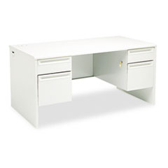 HON 38000 Series Double Pedestal Desk, 60w x 30d x 29-1/2h, Light Gray/Lig