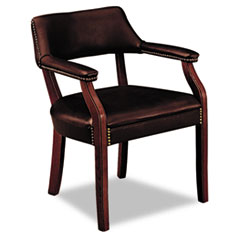 HON 6550 Series Guest Arm Chair, Mahogany/Oxblood Vinyl Upholstery