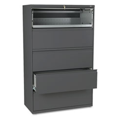 HON 800 Series Five-Drawer Lateral File, Roll-Out/Posting Shelves, 42w x 6