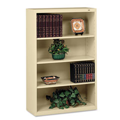 Tennsco Metal Bookcase, 4 Shelves, 34-1/2w x 13-1/2d x 52-1/2h, Sand
