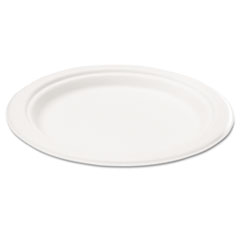 Nature House Bagasse 6" Plate, Round, White, 125/Pack