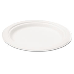 Nature House Bagasse 10" Plate, Round, White, 125/Pack