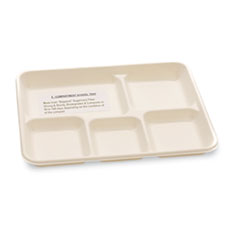 Nature House Biodegradable/Compostable Bagasse Food Trays, 5-Compartment, White, 40