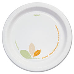 SOLO Cup Company Bare Paper Dinnerware, 6" Plate, Green/Tan, 500/Carton
