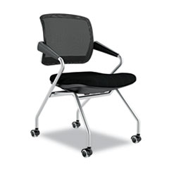 Mayline Valor Series Mid-Back Nesting Chair, Mesh/Fabric, Black, 2/Carton