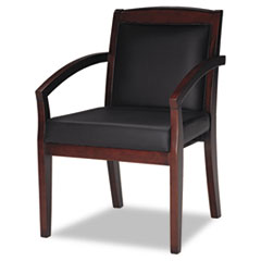 Mayline Mercado Series Wood Guest Chair, Mahogany/Black Leather