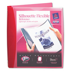 MotivationUSA * Silhouette Flexible Poly Round Ring View Binder, 1" Capacity, Red