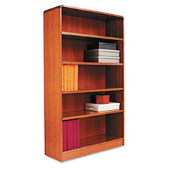 MotivationUSA * Radius Corner Wood Veneer Bookcase, 5-Shelf, 35-3/8 x 11-3/4 x 60, Med