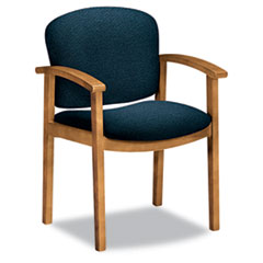 MotivationUSA * 2111 Invitation Series Wood Guest Chair, Solid Blue Fabric/Harvest