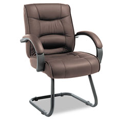 MotivationUSA * Strada Series Guest Chair, Brown Leather Upholstery