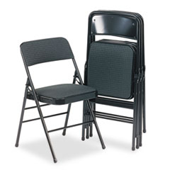 MotivationUSA * Deluxe Fabric Padded Seat & Back Folding Chairs, Cavallaro Black, 4/Ca