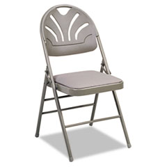 MotivationUSA * Fabric Padded Seat/Molded Fan Back Folding Chair, Kinnear Taupe, 4/Car