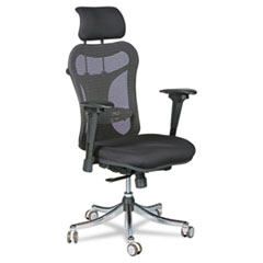 MotivationUSA * Ex Executive Office Chair, Mesh Back/Upholstered Seat, Black/Chrome