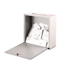 MotivationUSA * Wall-Mountable Interoffice Mail Collection Box, 18w x 7d x 18h, Platin