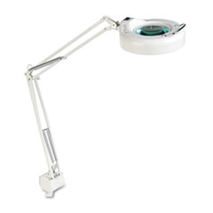 MotivationUSA * Clamp-On Fluorescent Swing Arm Magnifier Lamp, 5" Lens, 42" Reach, Whi