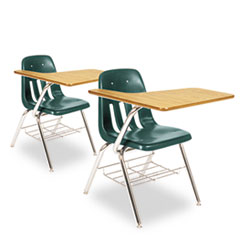 MotivationUSA * 9700 Series Chair Desk, 18-3/4w x 31d x 30-1/2h, Medium Oak/Forest Gre
