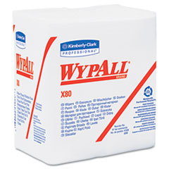 Kimberly-Clark WYPALL X80 Wipers, 1/4-Fold, HYDROKNIT, 12 1/2 x 13, White, 50/Box