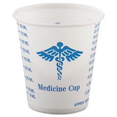 SOLO Cup Company Paper Medical & Dental Graduated Cups, 3oz, White/Blue, 100/Bag