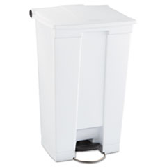 MotivationUSA * Step-On Waste Container, Rectangular, Plastic, 23gal, White
