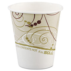 COU ** Paper Hot Cups, Polylined, 6oz, Symphony Design, Beige/White, 50/Bag