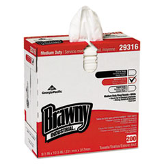 COU Brawny Industrial Lightweight Shop Towel, 9 1/10" x 12 1/2", White, 200/Box