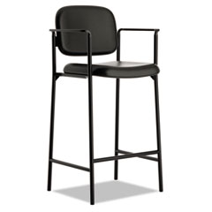 Basyx VL636 Series Caf-Height Stool, Leather, Black Back/Seat, 2/Carton