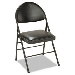 Bridgeport * XL Folding Chairs, Vinyl Seat & Back, Black, 4/Carton