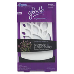 Glade * Expressions Diffuser Kit, Lavender & Juniper Berry, White, Diffuser/.67oz Refill
