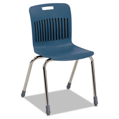 Virco * Analogy Ergonomic Stack Chair, Navy/Chrome, 4/Carton