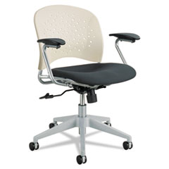 COU - Rve Series Task Chair, Round Plastic Back, Polyester Seat, Black Seat/Latte