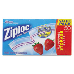 Ziploc Double Zipper Storage Bags, 9 3/5 x 8 1/2, 1 qt, 1.75mil, 9/Carton