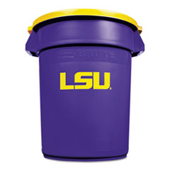 Rubbermaid Team Brute Round Container w/Lid, LSU, 32 Gal, Bright Plum/Yellow