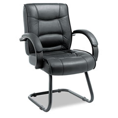 COU ** Strada Series Guest Chair, Black Leather Upholstery