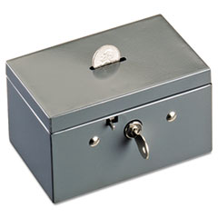 COU ** Small Cash Box with Coin Slot, Disc Lock, Gray