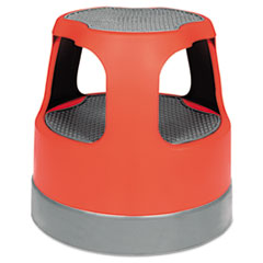 COU ** Scooter Stool Round, 15", Step & Lock Wheels, to 300 lbs, Red