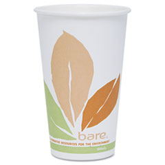 COU ** Bare PLA Hot Cups, White w/Leaf Design, 16 oz., 300/Carton