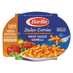 Barilla Italian Entree, Gemelli with Meat Sauce, 9 oz, Microwavable Tray, 6/Carton