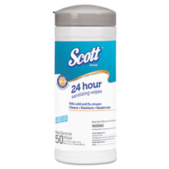 Scott Disinfectant Wipes, White, Unscented, 7.87 x 6.89, 50/Canister, 12/Carton