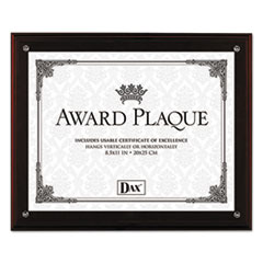 DAX Award Plaque with Easel, 8 1/2 x 11, Mahogany Frame