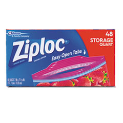 Ziploc Double Zipper Storage Bags, Plastic, 1qt, Clear, 50/Box