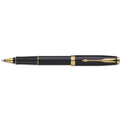 Parker Sonnet Roller Ball Pen, Deep Black/Gold Barrel, Black Ink, Fine