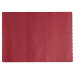 MotivationUSA Solid Color Scalloped Edge Placemats, 9 1/2 x 13 1/2, Red, 1000/Carton