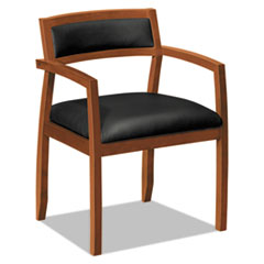 COU VL850 Series Wood Guest Chairs with Black Leather Seat/Back, Bourbon Cherry