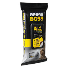 COU Grime Boss Hand and Surface Wipes, White, 8.2 x 9.8, 30/Pack