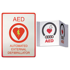COU AED Wall Sign Package, 8 1/2 x 11, White/Red, 2/Kit