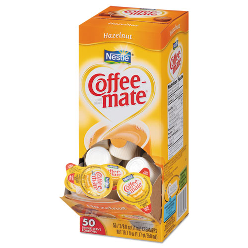 Coffee-mate Liquid Coffee Creamer, Hazelnut, 0.375 Mini Cups, 50/Box, 4Bx/Crtn,130Ctn/Pallet
