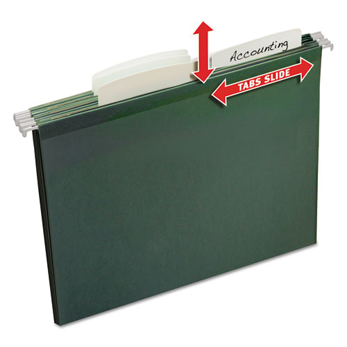 MOT Slide & Lift Tab Hanging File Folders, Letter, 1/3 Cut, Green, 12/Pack
