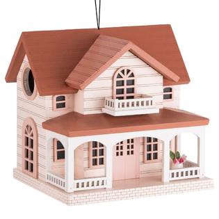 Vandue Modern Home Outdoor Wooden Birdhouse Ocean Bungalow Red Roof